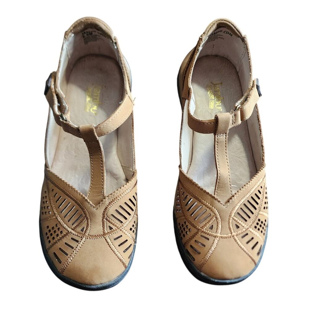 Jambu Bridget Mary Jane Flat Leather T-Strap Walking Sandals 6.5